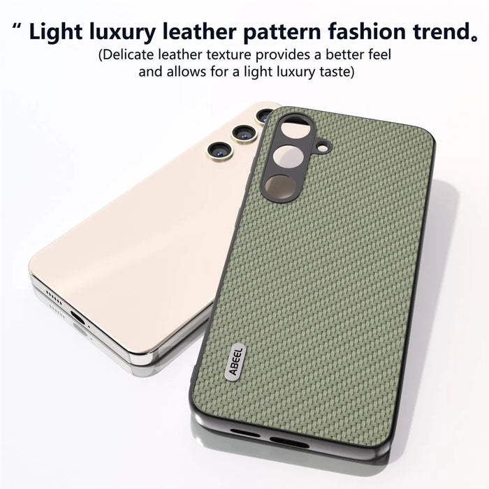 ABEEL for Samsung Galaxy S24+ Shockproof Shell Carbon Fiber Texture Leather Phone Case - Green - 4