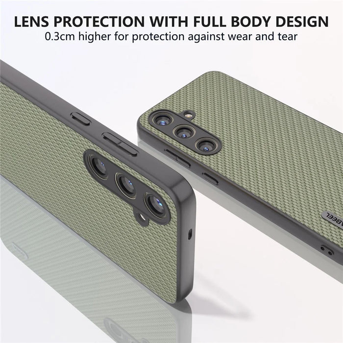 ABEEL for Samsung Galaxy S24+ Shockproof Shell Carbon Fiber Texture Leather Phone Case - Green - 5