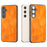ABEEL For Samsung Galaxy S24 Litchi Texture Back Case PU Leather Coated PC+TPU Phone Cover - Orange - 2