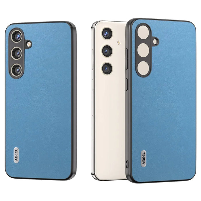 ABEEL For Samsung Galaxy S24 Textured Phone Case Slim PU Leather Shockproof Cover - Sky Blue - 2