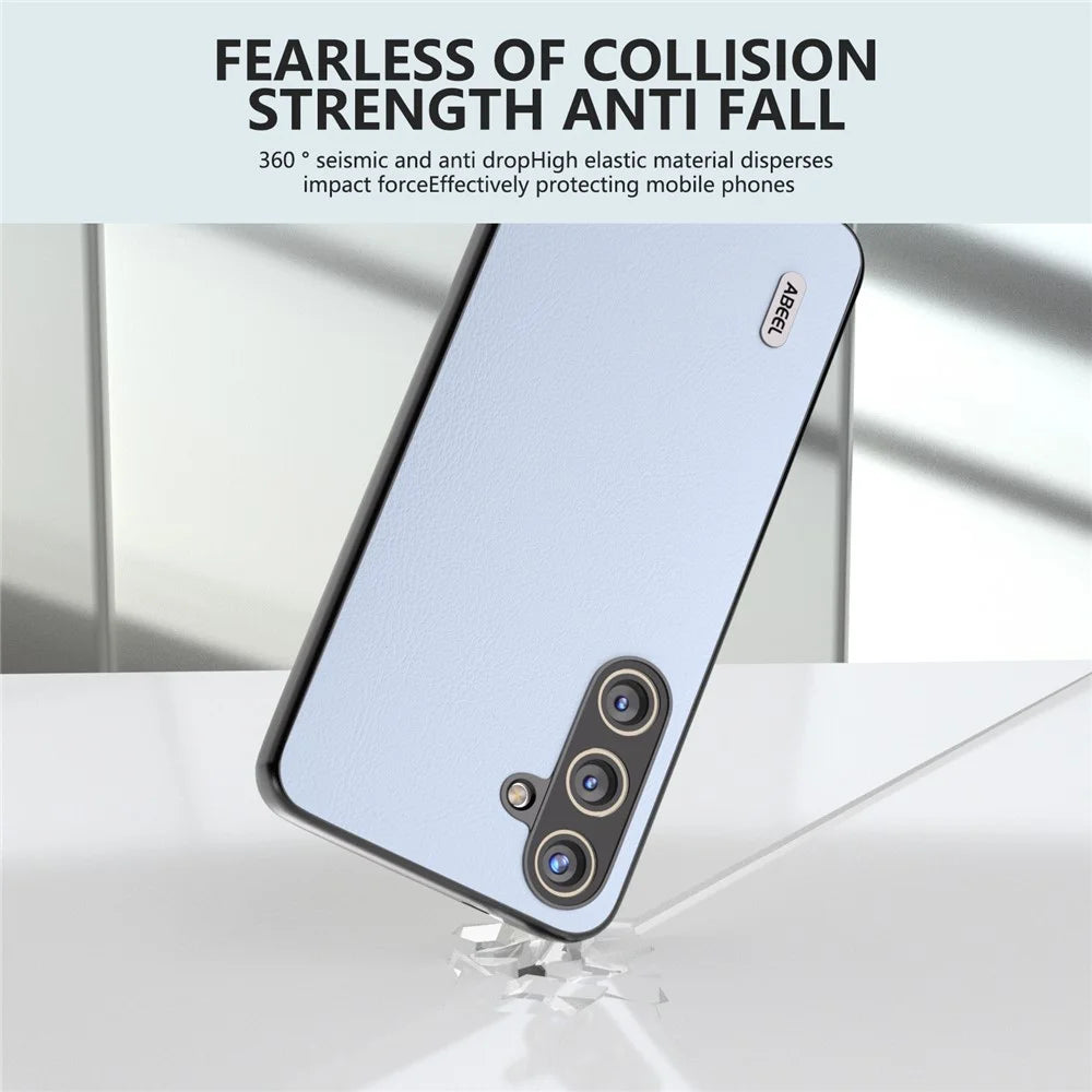 ABEEL For Samsung Galaxy S24 Phone Case Anti-Scratch Ecological Texture Leather Cover - Baby Blue - 3