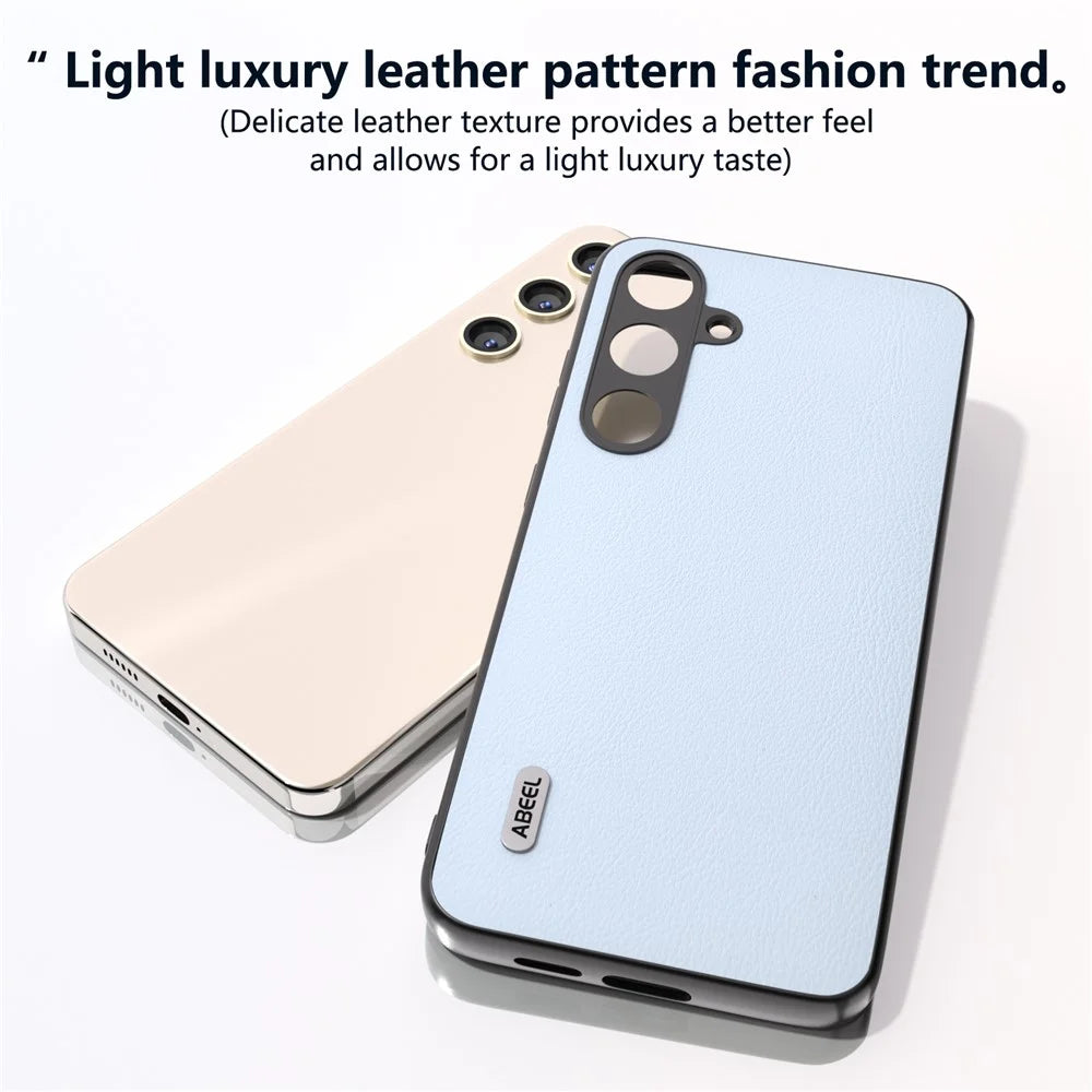 ABEEL For Samsung Galaxy S24 Phone Case Anti-Scratch Ecological Texture Leather Cover - Baby Blue - 4
