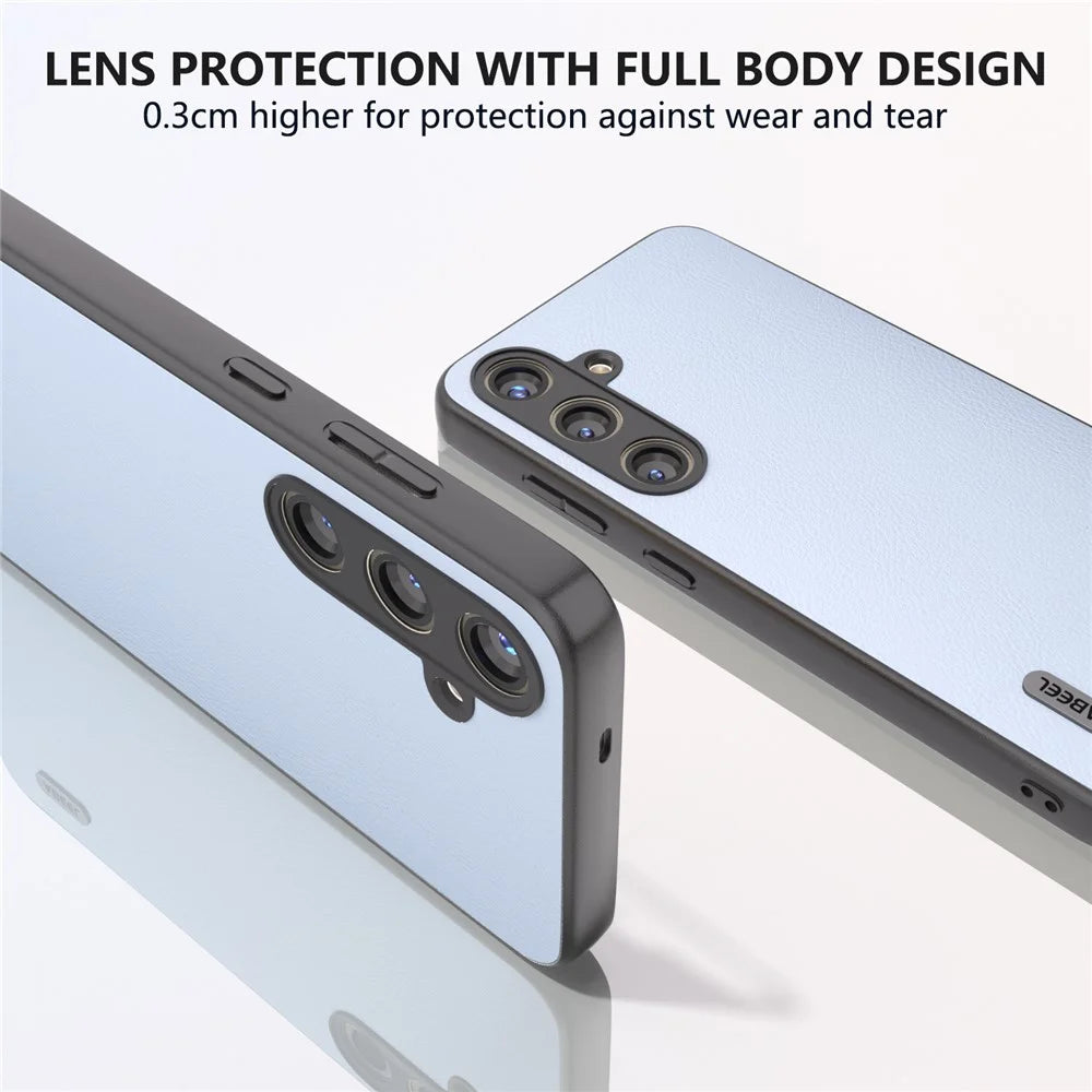 ABEEL For Samsung Galaxy S24 Phone Case Anti-Scratch Ecological Texture Leather Cover - Baby Blue - 5