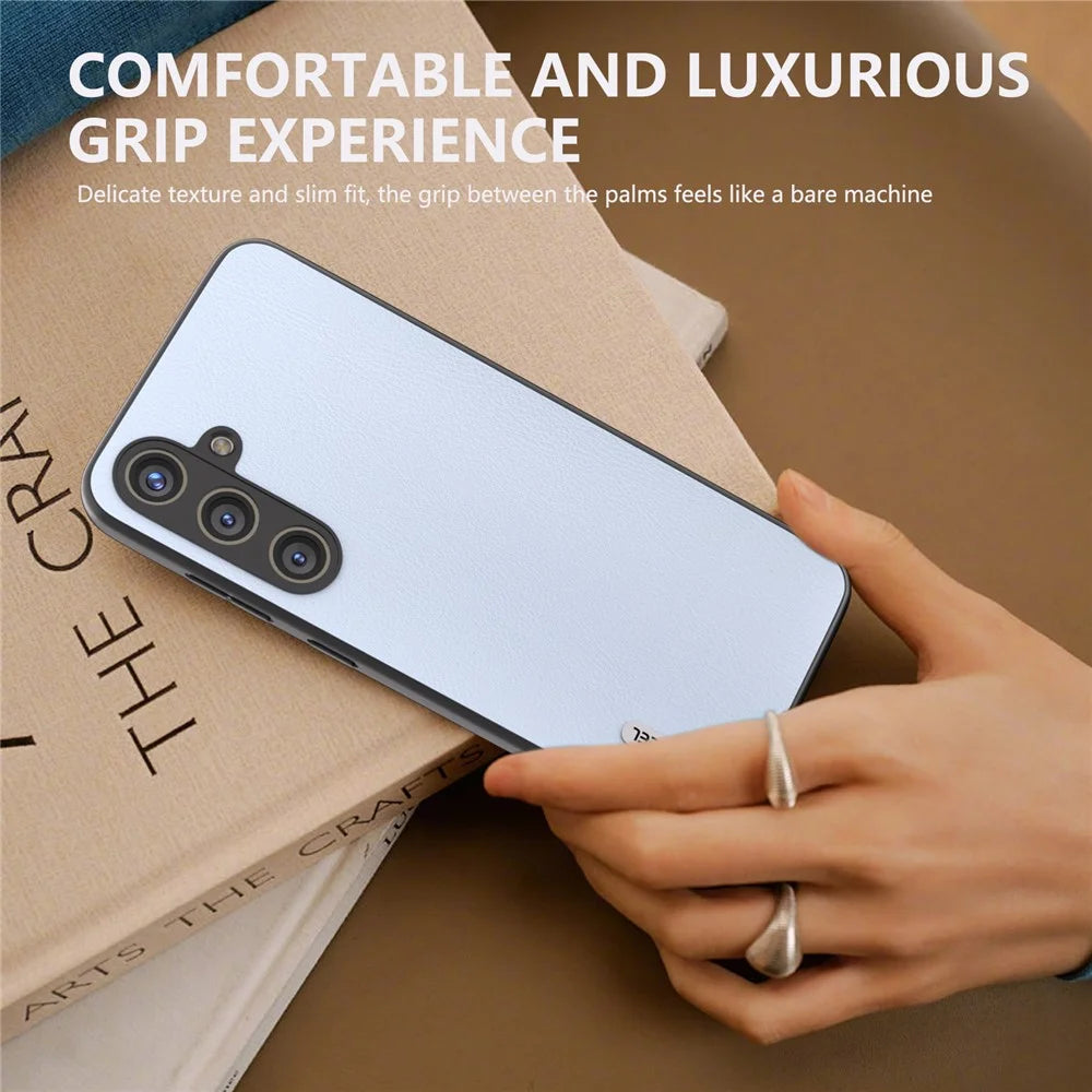 ABEEL For Samsung Galaxy S24 Phone Case Anti-Scratch Ecological Texture Leather Cover - Baby Blue - 6
