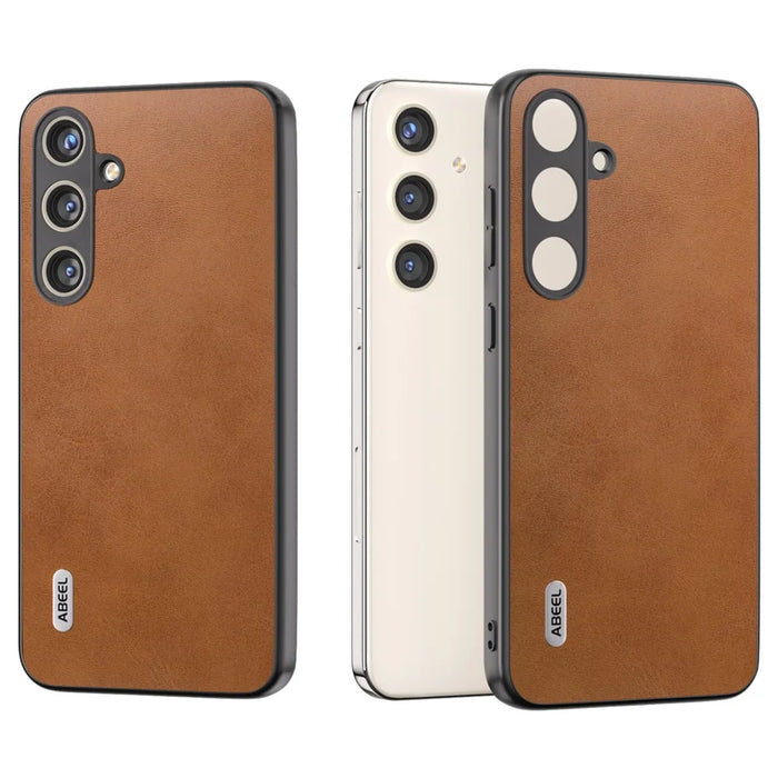 ABEEL For Samsung Galaxy S24 Shockproof Phone Case Leather Coated TPU+PC Cover - Brown - 2