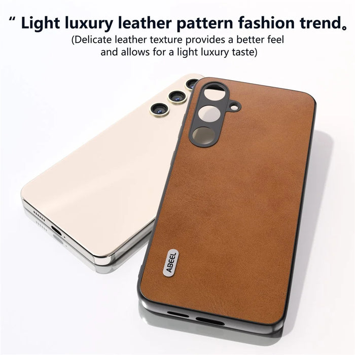 ABEEL For Samsung Galaxy S24 Shockproof Phone Case Leather Coated TPU+PC Cover - Brown - 4