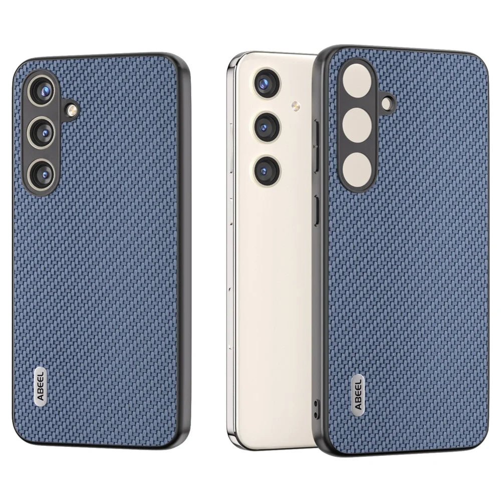 ABEEL for Samsung Galaxy S24 Carbon Fiber Texture Case PU Leather+PC+TPU Protective Phone Cover - Baby Blue - 2