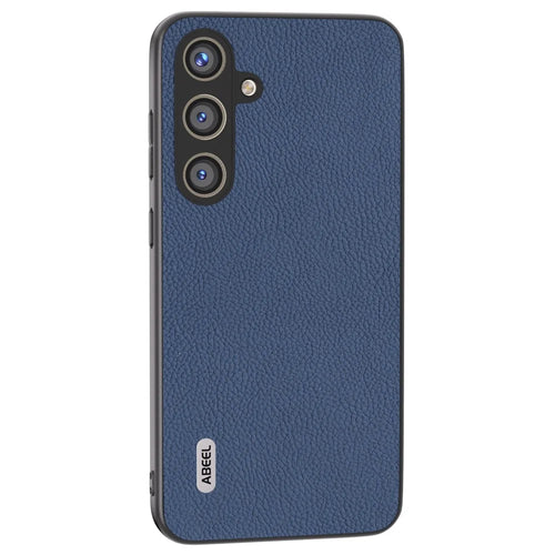 ABEEL For Samsung Galaxy S24 Cowhide Leather Case Soft TPU Hard PC Hybrid Phone Cover - Blue - 1