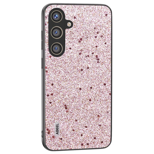 ABEEL For Samsung Galaxy S24 Phone Case Glitter PU Leather Coated TPU+PC Cover - Pink - 1