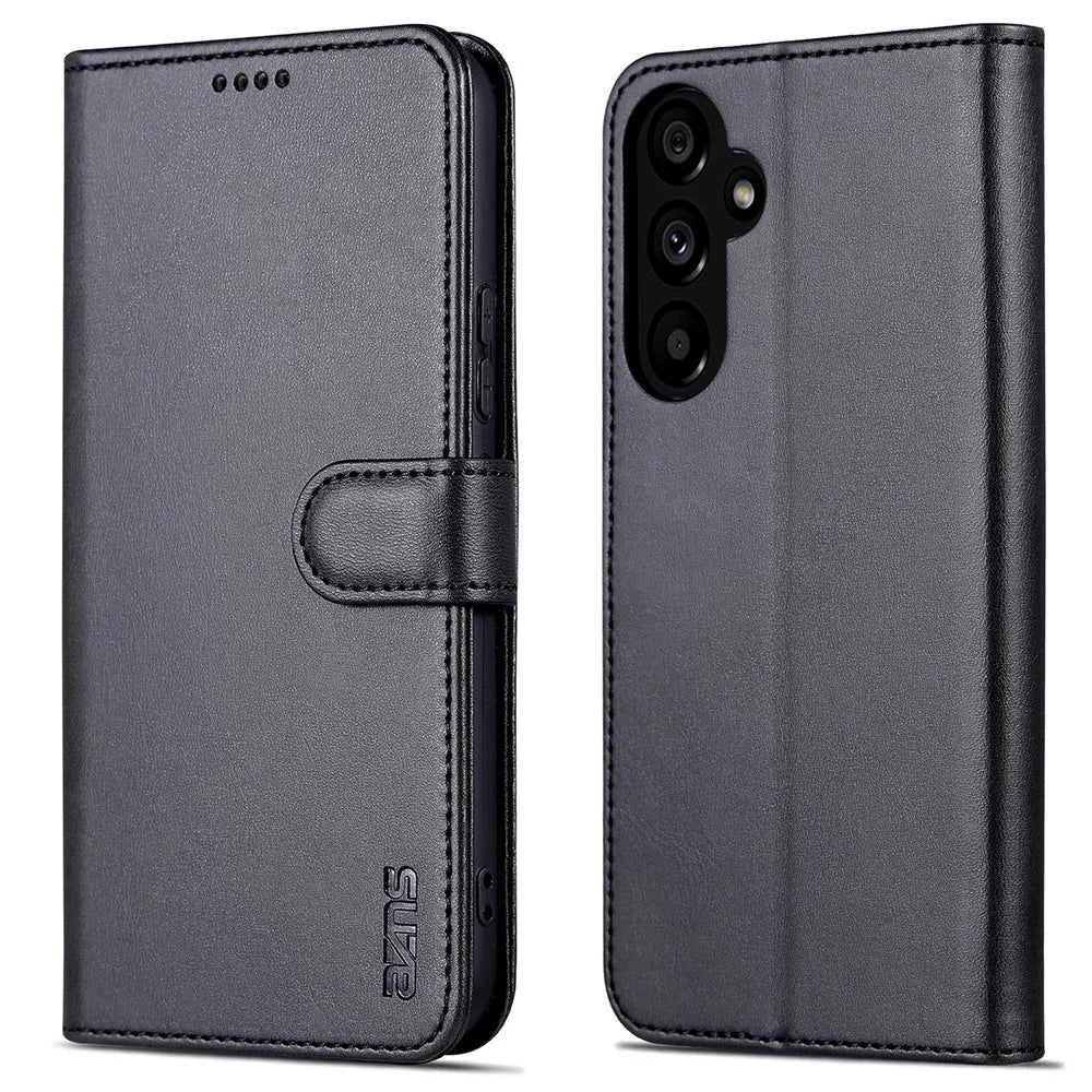 AZNS For Samsung Galaxy A55 5G Leather Case Wallet Phone Cover Magnetic Clasp - Black - 1