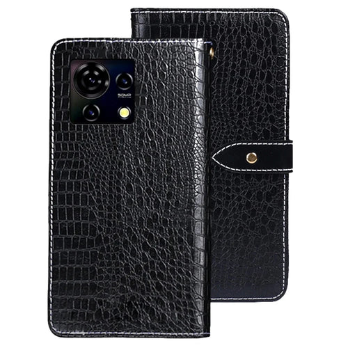 IDEWEI For ZTE Blade V50 Vita Leather Case Wallet Phone Cover Crocodile Texture - Black - 1