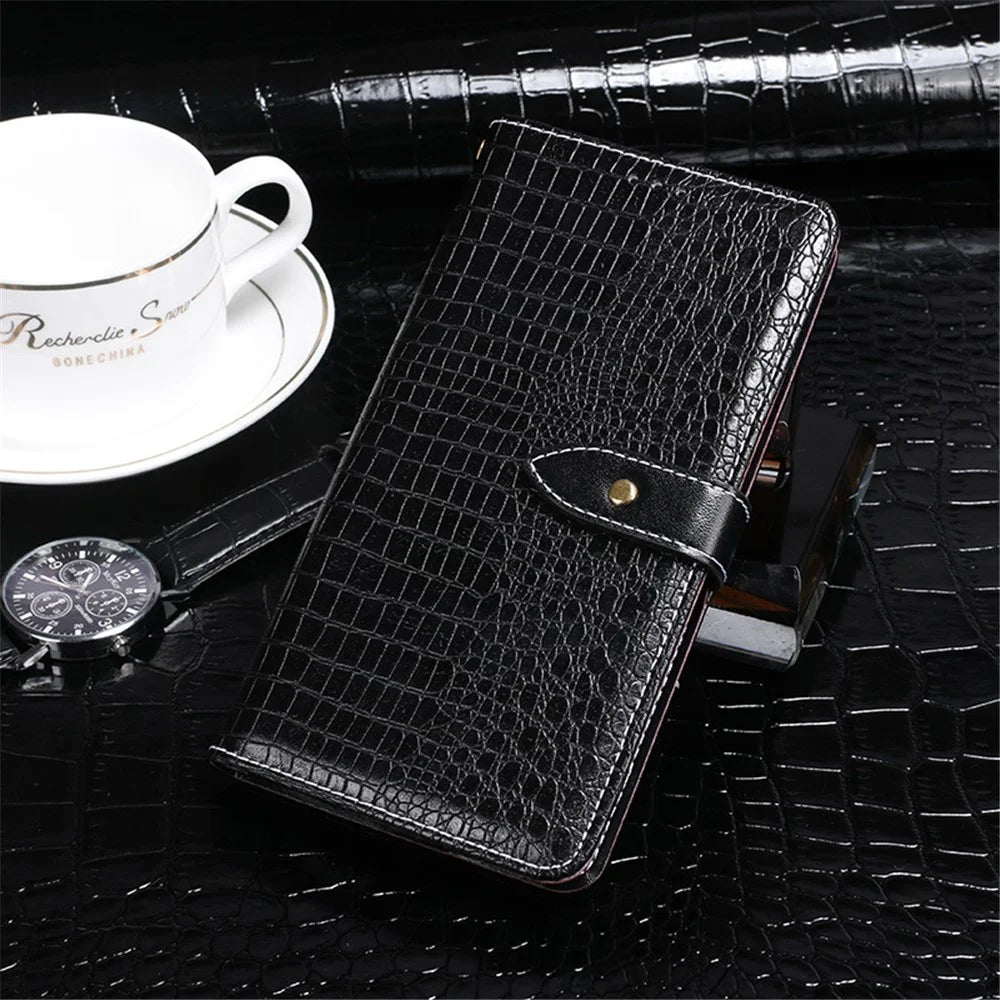 IDEWEI For ZTE Blade V50 Vita Leather Case Wallet Phone Cover Crocodile Texture - Black - 5