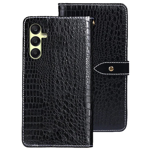 IDEWEI For Samsung Galaxy A25 5G (Global) (161.0 x 76.5 x 8.3mm) Crocodile Pattern Leather Cover Wallet Case - Black - 1