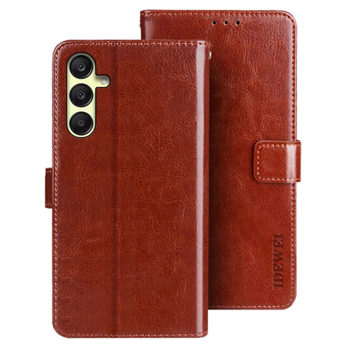 IDEWEI For Samsung Galaxy A25 5G (Global) (161.0 x 76.5 x 8.3mm) Case Wallet Crazy Horse Texture Leather Cover - Brown - 1