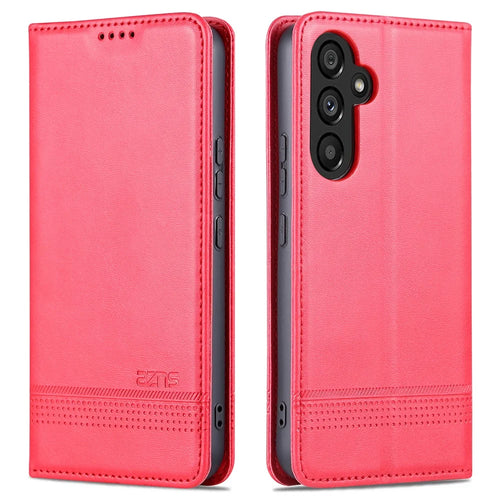 AZNS For Samsung Galaxy A35 5G Wallet Magnetic Phone Cover PU Leather Case - Red - 1