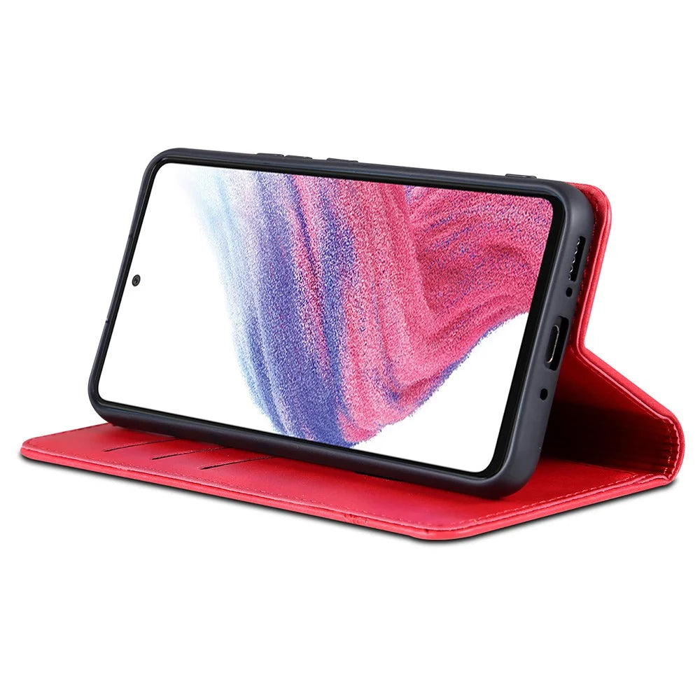 AZNS For Samsung Galaxy A35 5G Wallet Magnetic Phone Cover PU Leather Case - Red - 2
