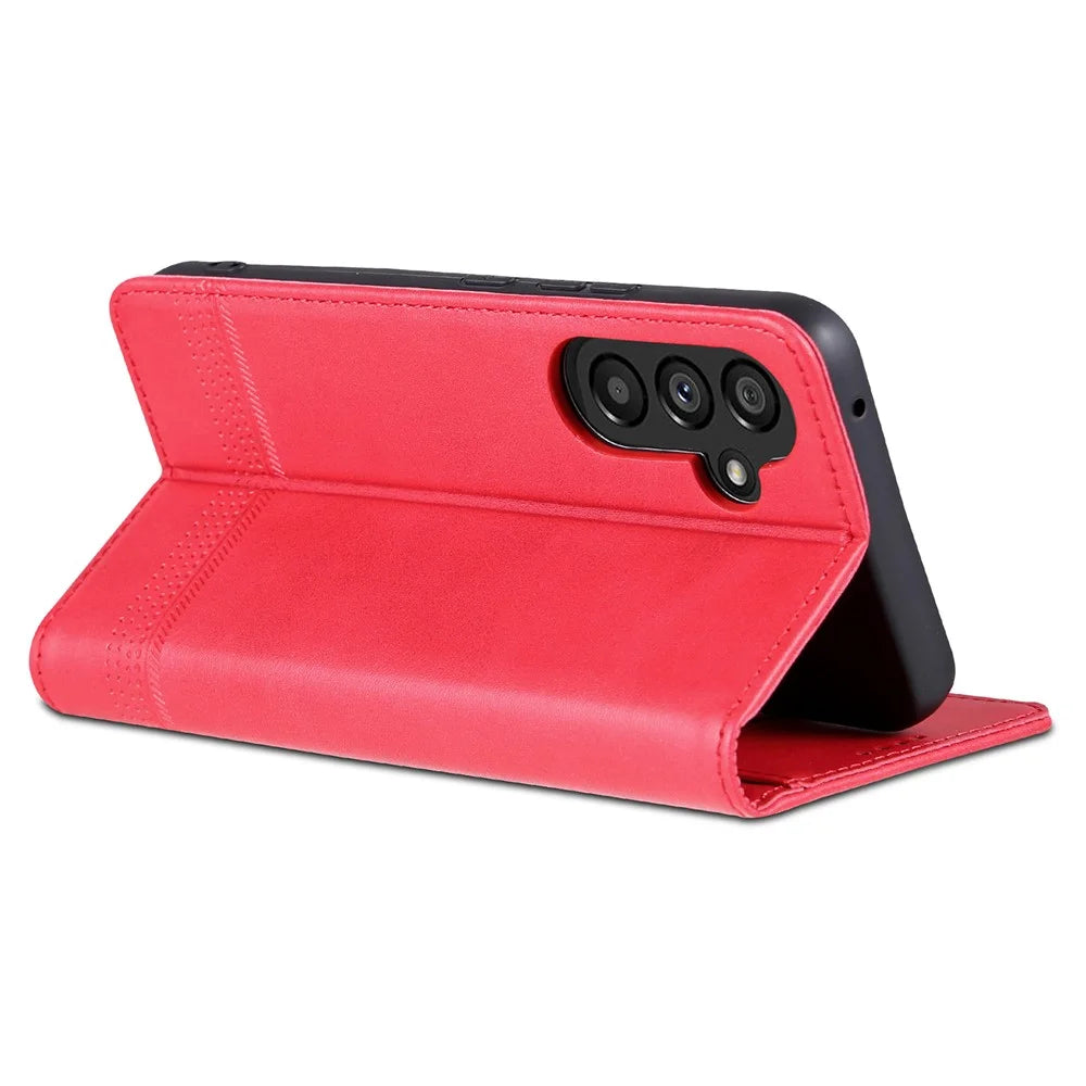 AZNS For Samsung Galaxy A35 5G Wallet Magnetic Phone Cover PU Leather Case - Red - 4