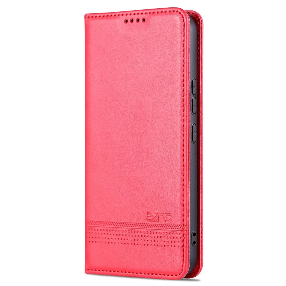 AZNS For Samsung Galaxy A35 5G Wallet Magnetic Phone Cover PU Leather Case - Red - 6