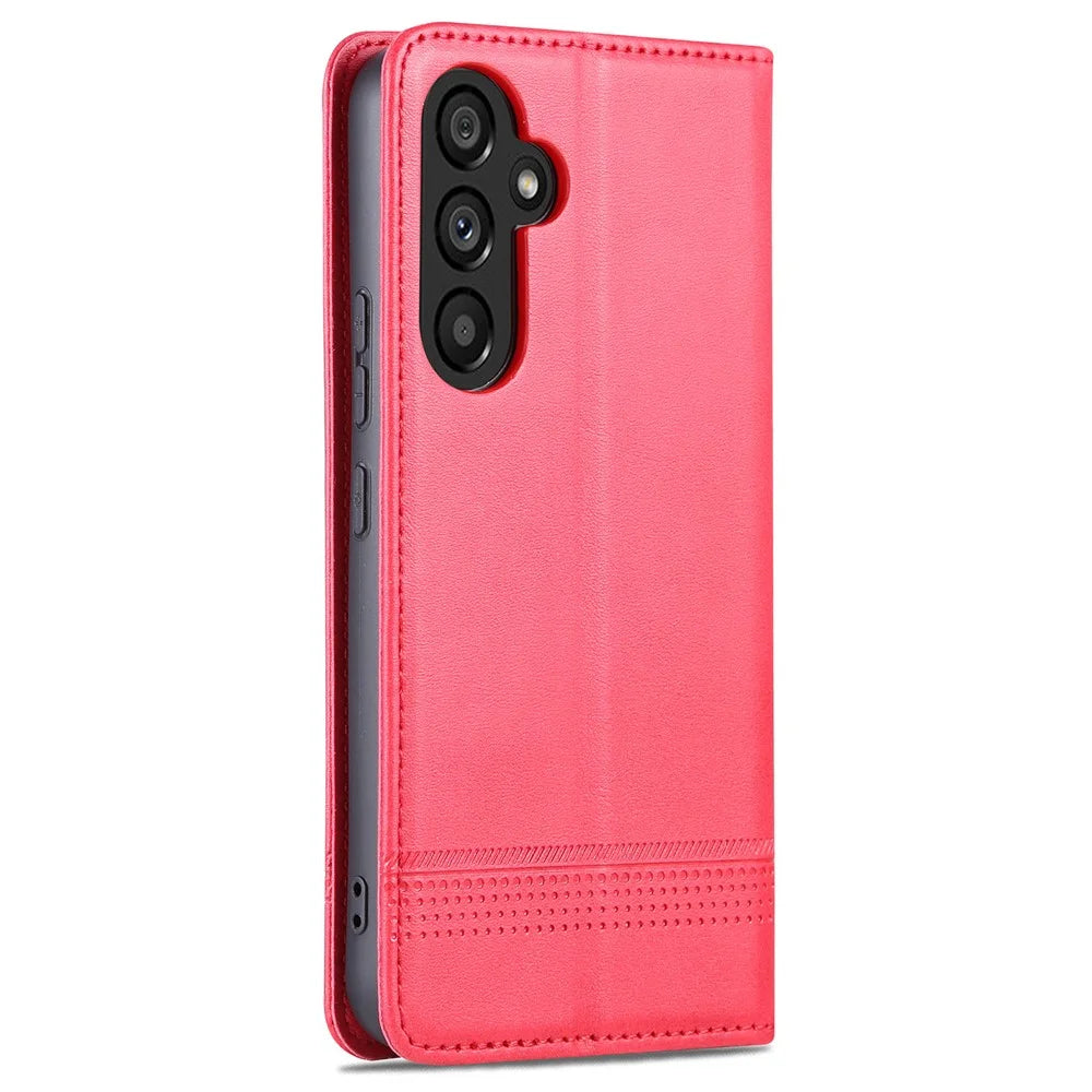 AZNS For Samsung Galaxy A35 5G Wallet Magnetic Phone Cover PU Leather Case - Red - 7