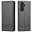 AZNS For Samsung Galaxy A55 5G PU Leather Case Magnetic Phone Cover Wallet - Black - 1