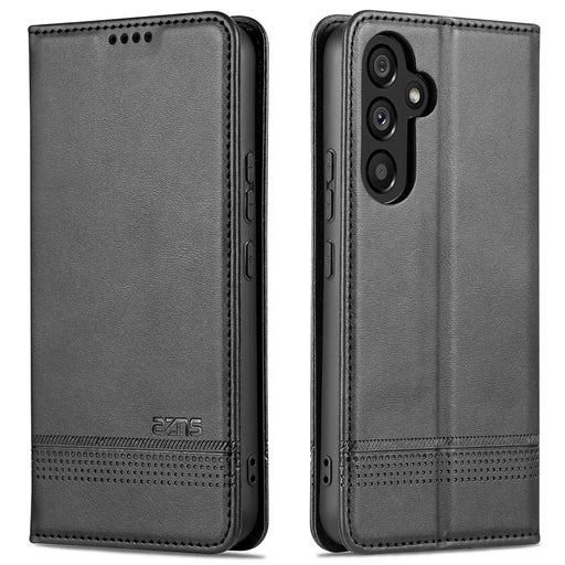 AZNS For Samsung Galaxy A55 5G PU Leather Case Magnetic Phone Cover Wallet - Black - 1