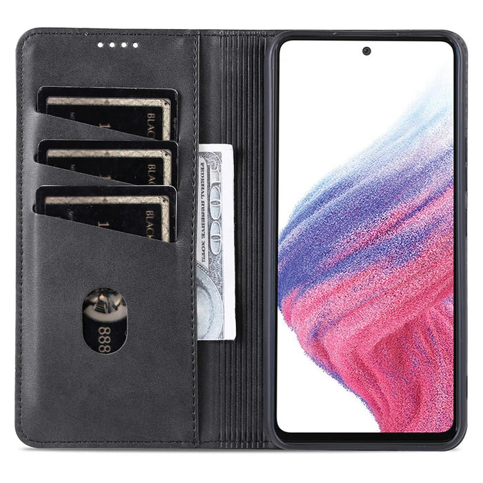 AZNS For Samsung Galaxy A55 5G PU Leather Case Magnetic Phone Cover Wallet - Black - 3