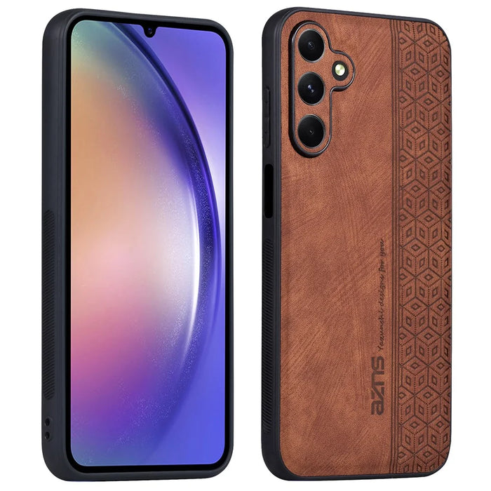 AZNS For Samsung Galaxy A55 5G Cell Phone Case PU Leather+TPU Imprinted Protective Shell - Brown - 1
