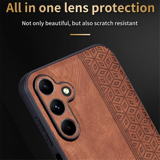 AZNS For Samsung Galaxy A55 5G Cell Phone Case PU Leather+TPU Imprinted Protective Shell - Brown - 2