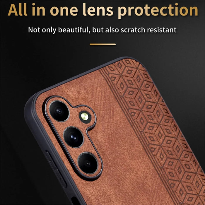 AZNS For Samsung Galaxy A55 5G Cell Phone Case PU Leather+TPU Imprinted Protective Shell - Brown - 2