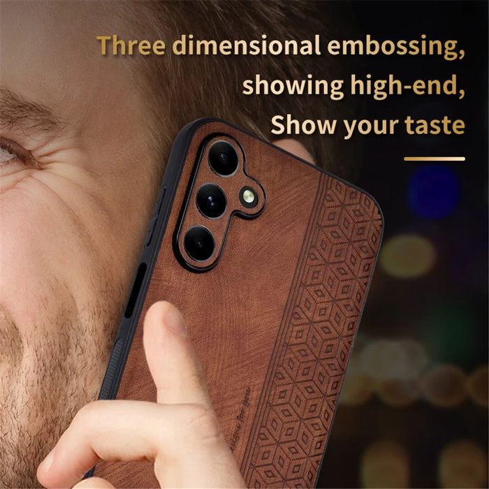 AZNS For Samsung Galaxy A55 5G Cell Phone Case PU Leather+TPU Imprinted Protective Shell - Brown - 5