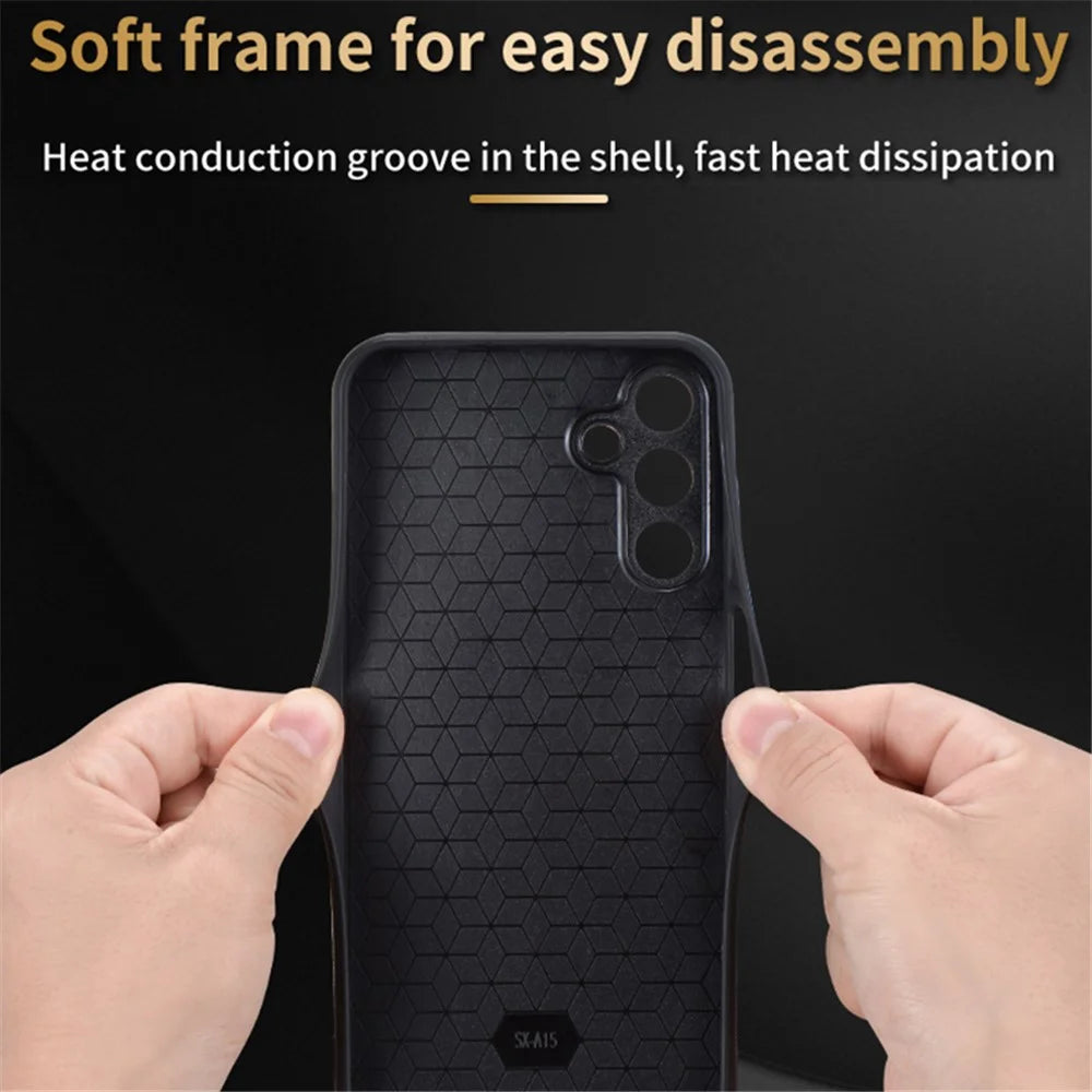 AZNS For Samsung Galaxy A35 5G Cell Phone Case Imprinted PU Leather+TPU Cover - Brown - 3