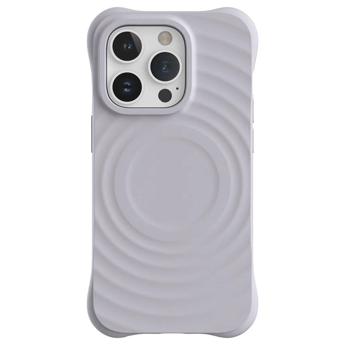 For iPhone 14 Pro Max Case 3D Ripple Texture Compatible with MagSafe PC+Liquid Silicone Phone Cover - Purple - 1