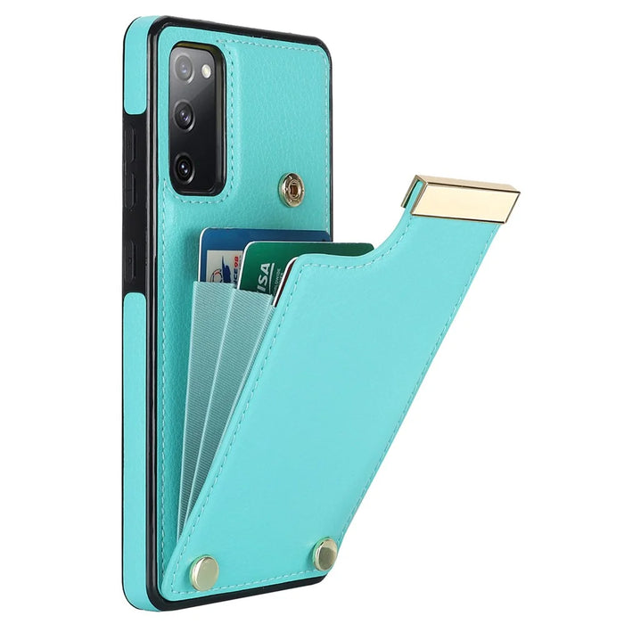 For Samsung Galaxy S20 FE 5G /  S20 FE / S20 FE 2022 / S20 Lite Cell Phone Case TPU+PU Leather Card Holder Cover - Mint Green - 1
