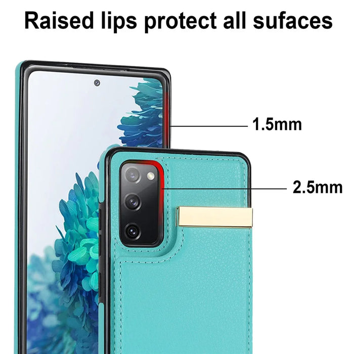 For Samsung Galaxy S20 FE 5G /  S20 FE / S20 FE 2022 / S20 Lite Cell Phone Case TPU+PU Leather Card Holder Cover - Mint Green - 6
