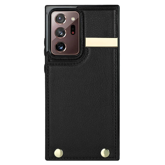 For Samsung Galaxy Note20 Ultra 5G / Note20 Ultra Case Metal Decor Phone Cover with Card Bag - Black - 2