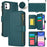 Cell Phone Case for iPhone 11 Card Slots PU Leather Cover with Zipper Pocket - Blue - 1