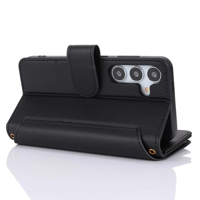 For Samsung Galaxy S24 RFID Blocking Cell Phone Case Shockproof Leather Cover - Black - 4