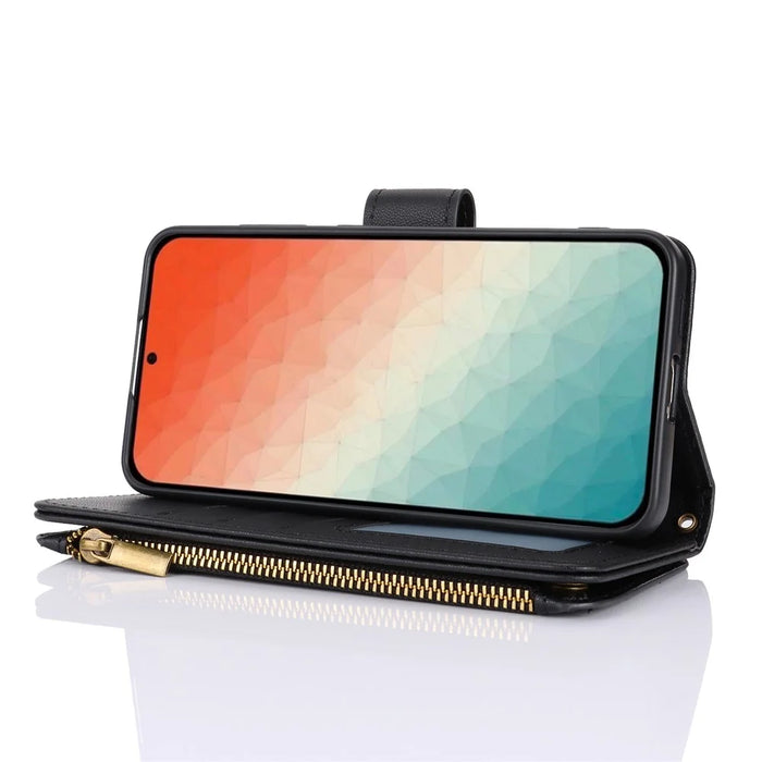 For Samsung Galaxy S24 RFID Blocking Cell Phone Case Shockproof Leather Cover - Black - 5
