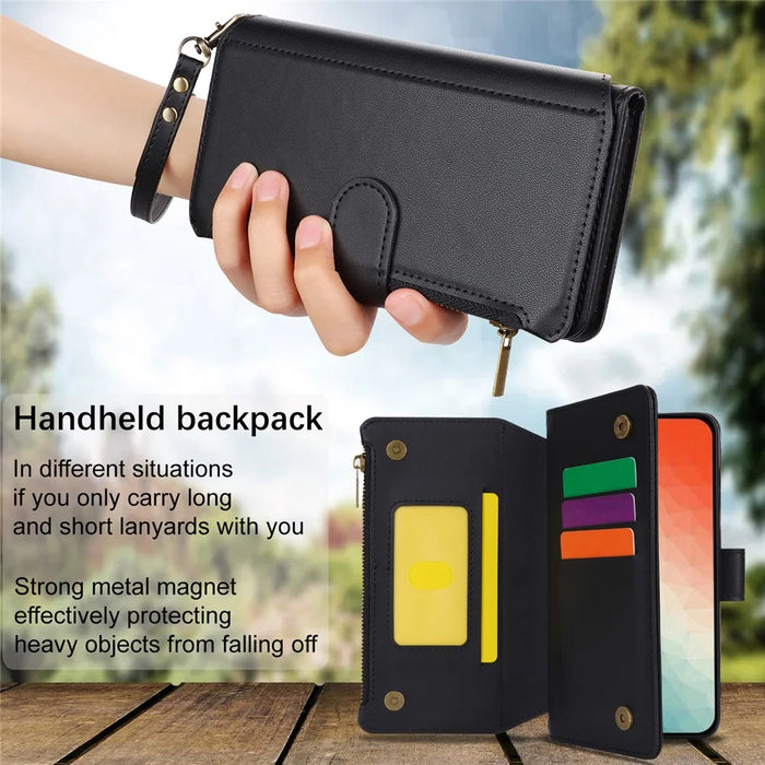 For Samsung Galaxy S24 RFID Blocking Cell Phone Case Shockproof Leather Cover - Black - 6
