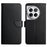 HT02 For OnePlus 12 5G Case Genuine Cow Leather Stand Wallet Cell Phone Cover - Black - 1