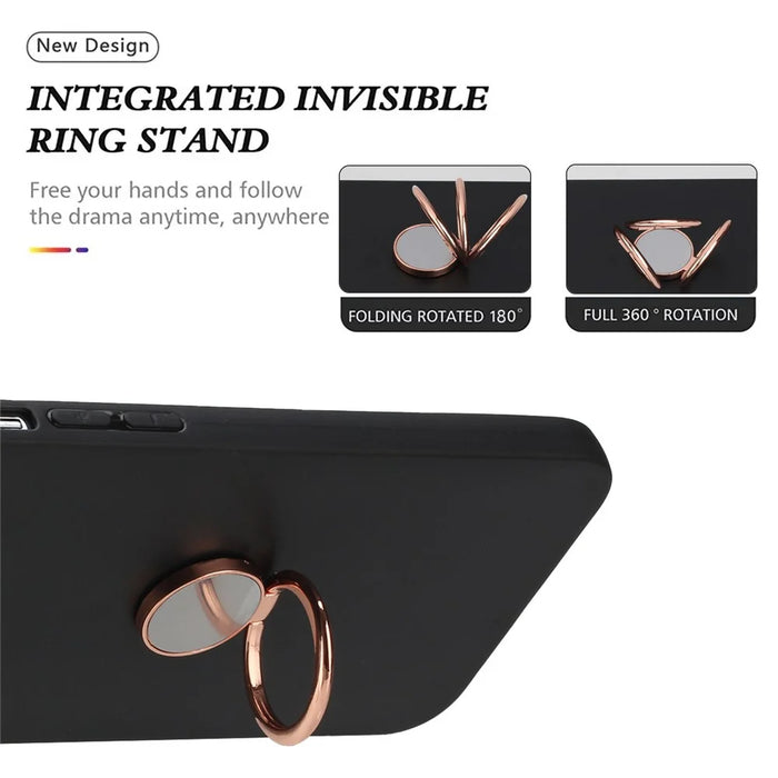 For Samsung Galaxy A55 5G Ring Kickstand Case Matte TPU Phone Cover - Rose Gold - 3