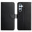 HT02 For Samsung Galaxy A55 5G Wallet Case Genuine Cow Leather Stand Phone Shell - Black - 1