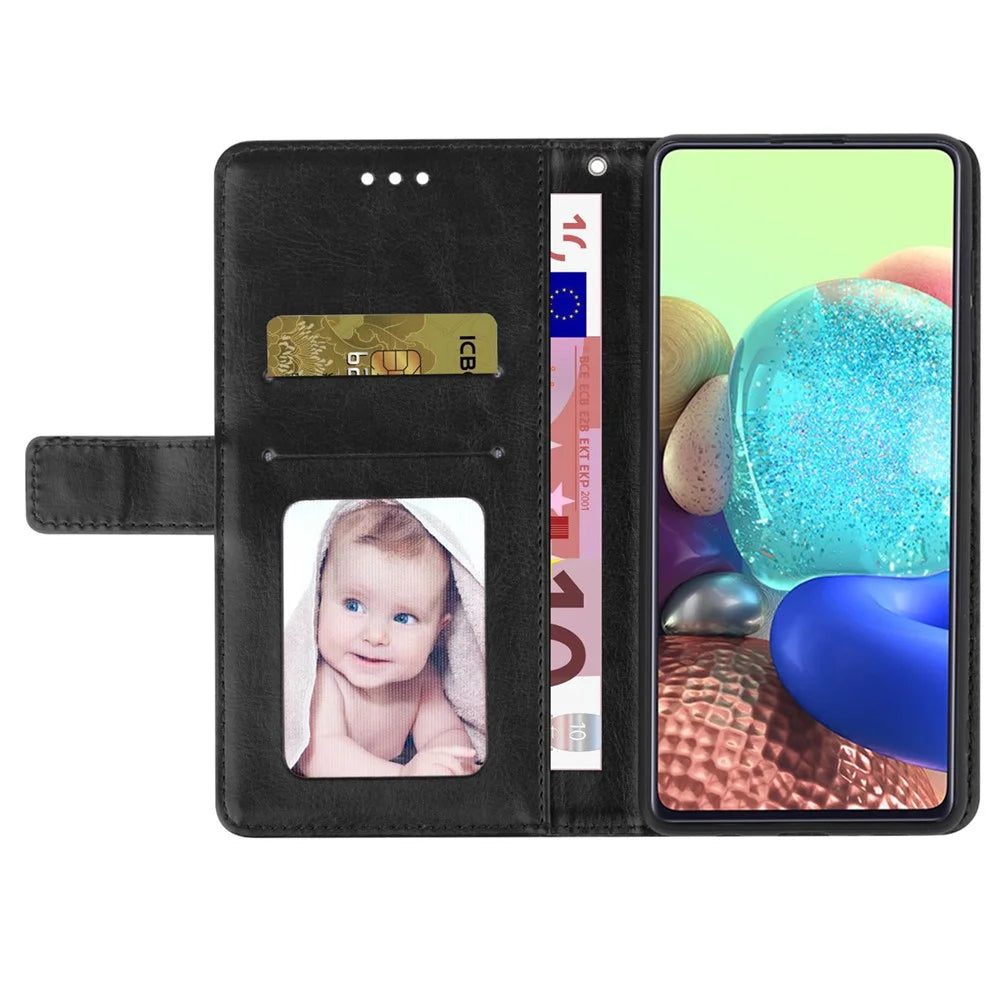 For Samsung Galaxy A55 5G Case with Wrist Strap Y Shaped Lines Imprint Leather Phone Cover - Black - 2