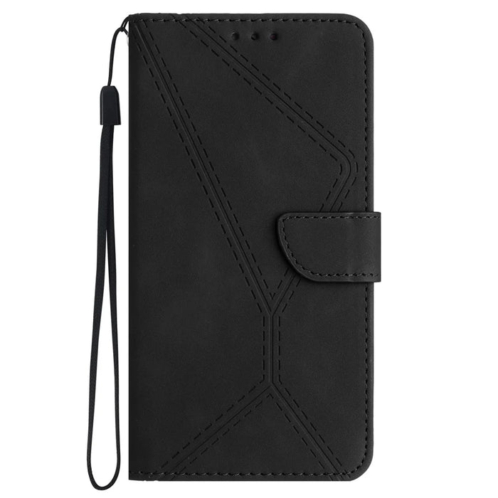 HT05 For Samsung Galaxy A55 5G Wallet Leather Case Skin-Feel Phone Cover - Black - 7