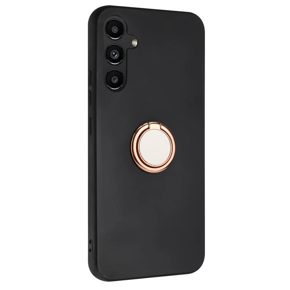For Samsung Galaxy A35 5G Matte TPU Case Ring Holder Kickstand Phone Cover - Rose Gold - 6