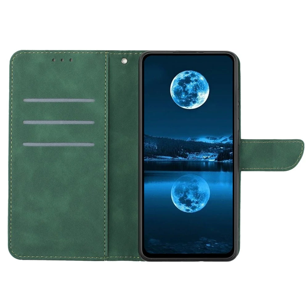 HT05 For Samsung Galaxy A35 5G Case Wallet with Card Holder Leather Phone Cover Skin Touch Feeling - Green - 2