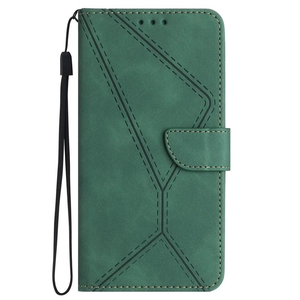 HT05 For Samsung Galaxy A35 5G Case Wallet with Card Holder Leather Phone Cover Skin Touch Feeling - Green - 7