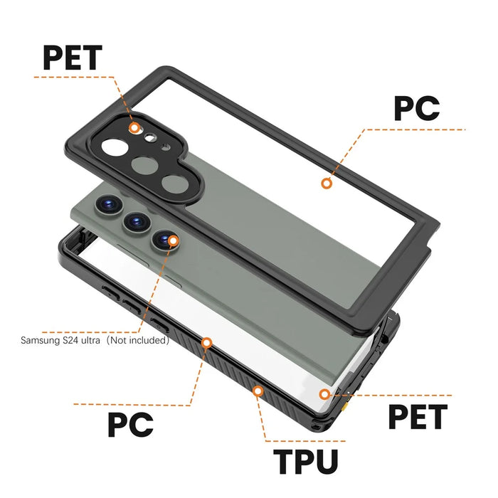 REDPEPPER FS Series for Samsung Galaxy S24 Ultra IP68 Waterproof Case Clear Back Panel Underwater Diving Cover - 6