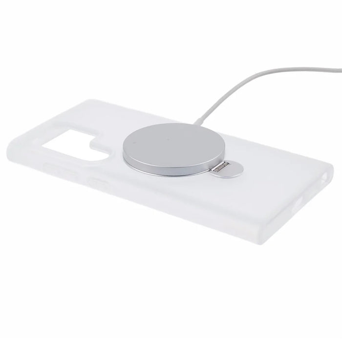 For Samsung Galaxy S24 Ultra Phone Case Rotary Ring Kickstand Magnetic Phone Cover - White - 4
