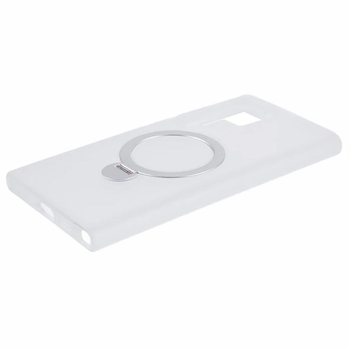 For Samsung Galaxy S24 Ultra Phone Case Rotary Ring Kickstand Magnetic Phone Cover - White - 5